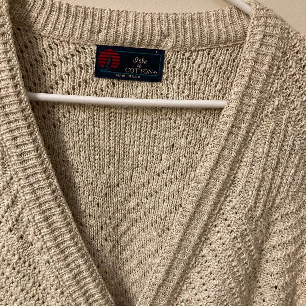 Isle of Cotton men's cardigan sweeter, size L. - Picture 3 of 6